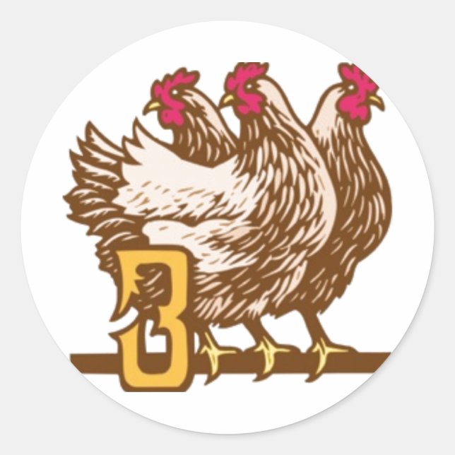 Sticker Rond Trois poules françaises (Devant)