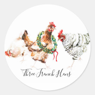 Sticker Rond Trois poules françaises
