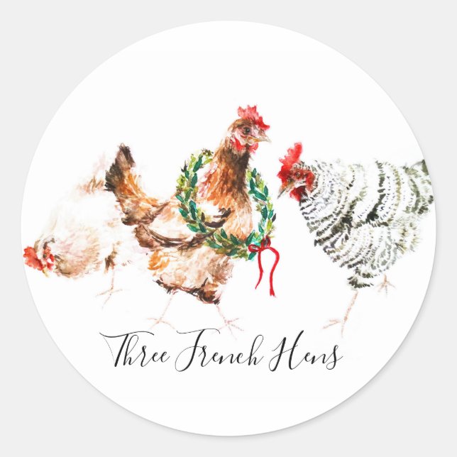 Sticker Rond Trois poules françaises (Devant)