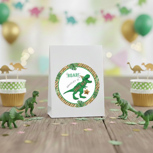 Sticker Rond Trois Rex Dinosaur 3e anniversaire (Créateur téléchargé)