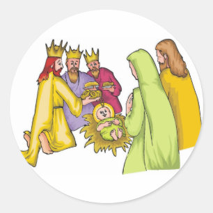Sticker Rond Trois rois naissance Christ