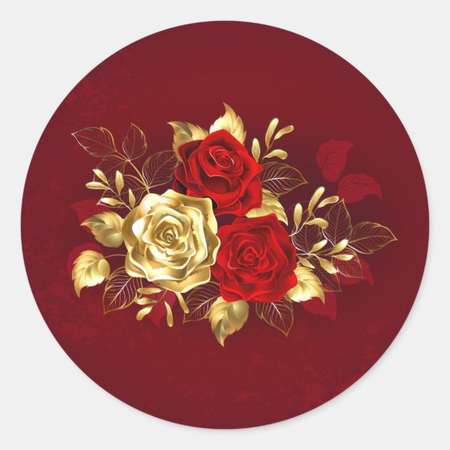 Sticker Rond Trois Roses de bijoux (Devant)