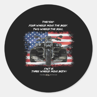 Sticker Rond Trois Roues Font Les Deux Drapeaux Usa Trike