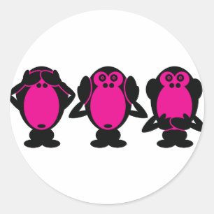 Sticker Rond Trois singes sages