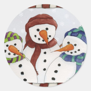 Sticker Rond Trois Snowmen