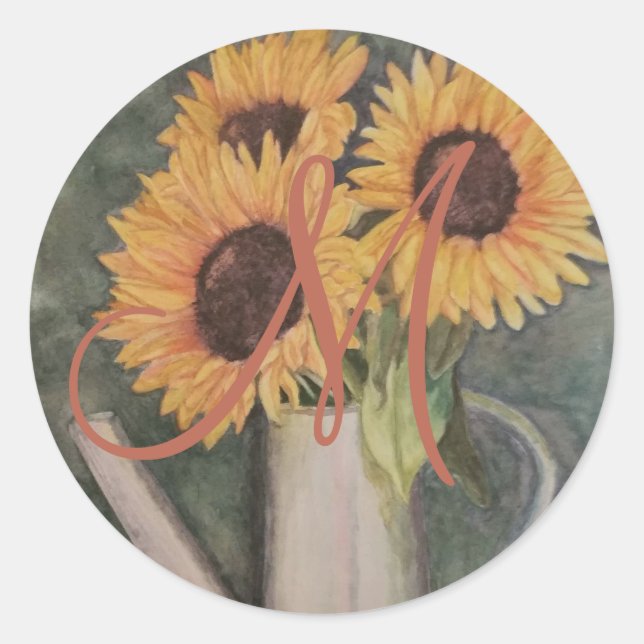 STICKER ROND TROIS SOUCHES JAUNES FLORALES (Devant)
