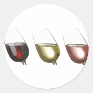 Sticker Rond Trois verres de vin personnalisés