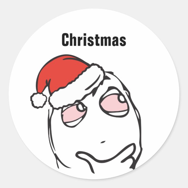 Sticker Rond Troll Le Me Memes pensée élevée ÉDITABLE noël (Devant)