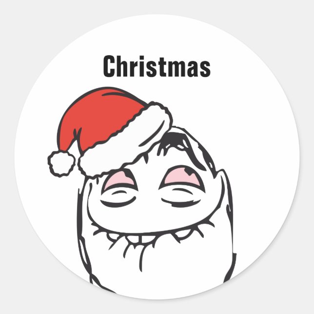 Sticker Rond Troll Le Me Memes réflexion mast EDITABLE noël (Devant)