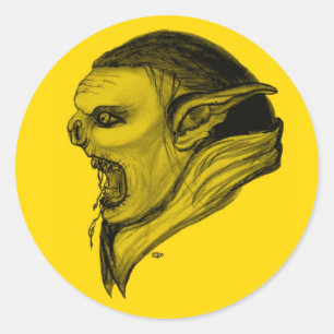 Sticker Rond Troll schwarz gelen design