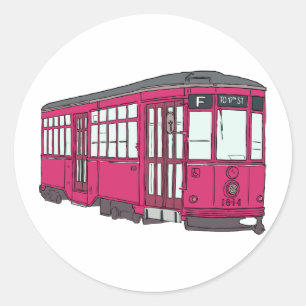 Sticker Rond Trolleybus Tramway Tramway Trolleycar