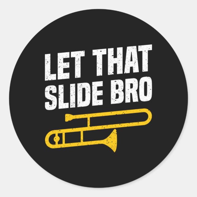 Sticker Rond Trombone de la bande de Marching de l'école (Devant)