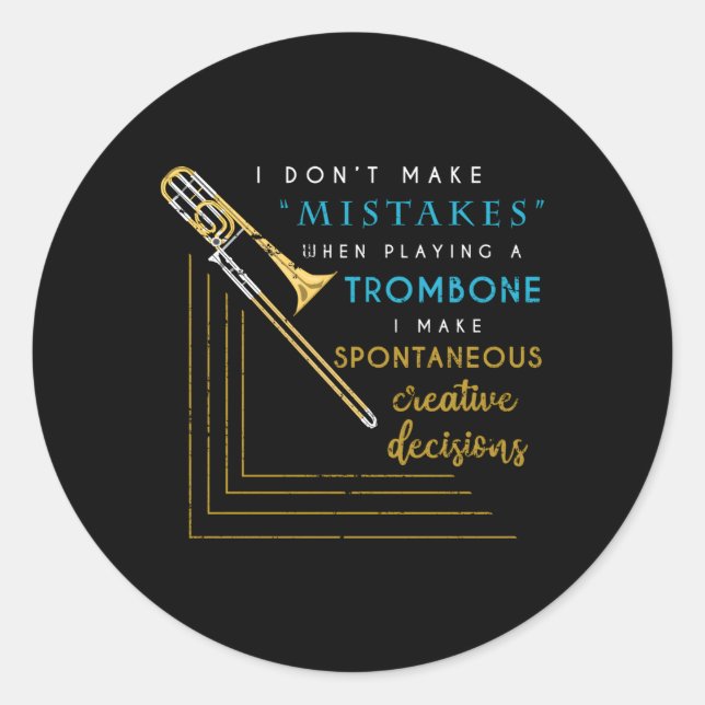 Sticker Rond Tromboniste Jazz Musicien Marching Band Trombone (Devant)
