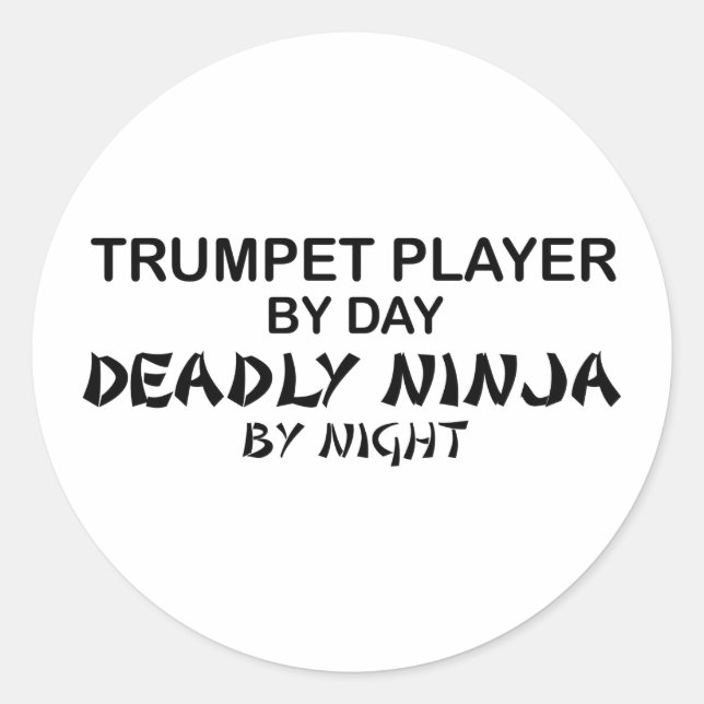 Sticker Rond Trompette Mortelle Ninja par nuit (Devant)