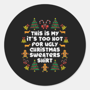 Sticker Rond trop chaud affreux pull de noël drôles hommes de N
