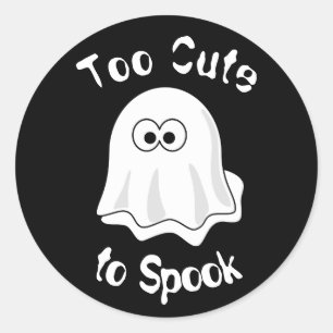 Sticker Rond "Trop mignon pour faire peur !" Fantôme d'Hallowee