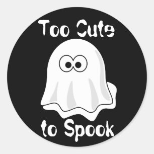 Sticker Rond "Trop mignon pour parler !" Halloween Ghost