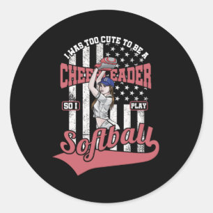 Sticker Rond Trop mignon Pour Pom-pom girl Softball Player Girl