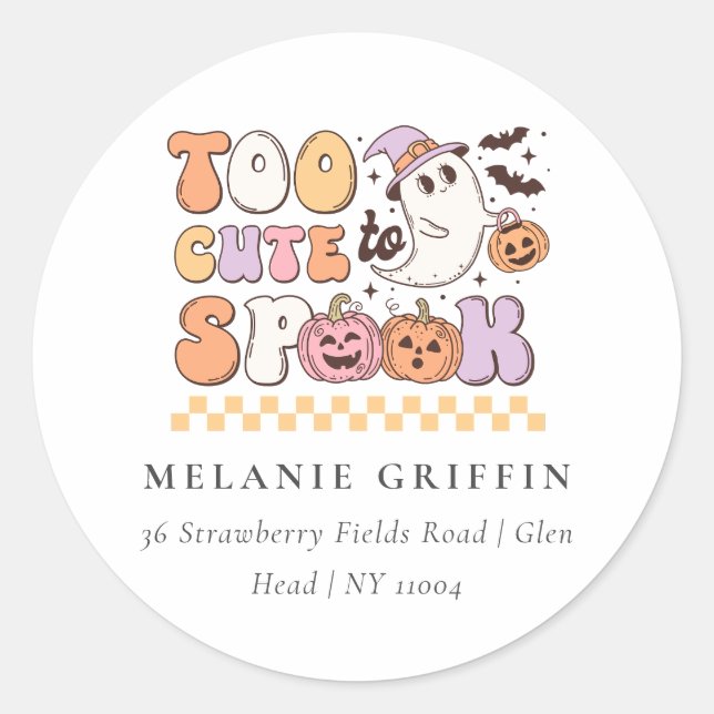 Sticker Rond Trop Mignonne Pour Parler Halloween Mignonne Adres (Devant)