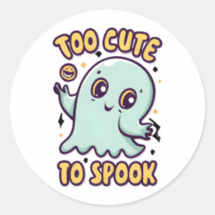 Sticker Rond Trop Mignonne Pour Parler Mignonne Fantôme Hallowe