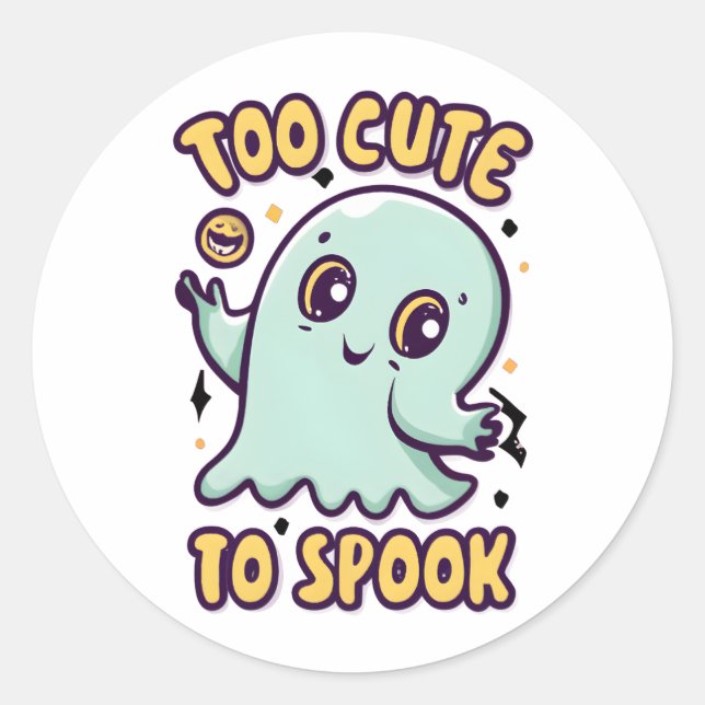 Sticker Rond Trop Mignonne Pour Parler Mignonne Fantôme Hallowe (Devant)