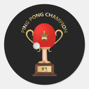 Sticker Rond Trophée Champion de tennis de table Ping Pong