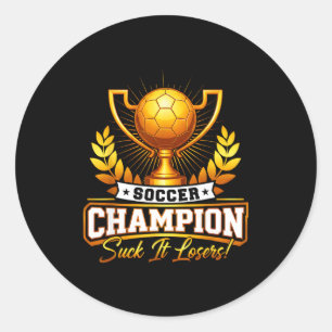 Sticker Rond Trophée de champion de football drôle