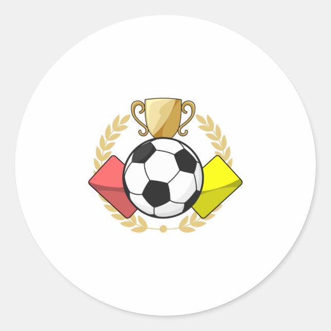 Sticker Rond Trophée de football rouge et jaune (Devant)