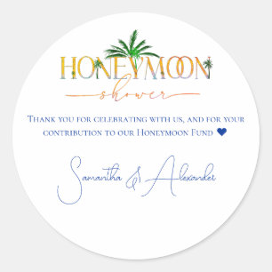 Sticker Rond Tropical Beach Sunset Honeymoon Fund Couple Douche