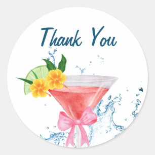 Sticker Rond Tropical Cheers Beach Cocktails Party