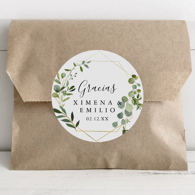 Sticker Rond Tropical Green Espagnol Merci mariage Faveur (Créateur téléchargé)