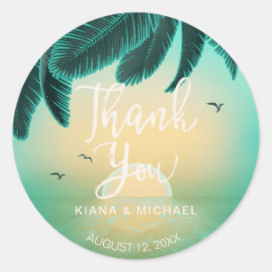 Sticker Rond Tropical Isle Sunrise Merci Turquoise ID581