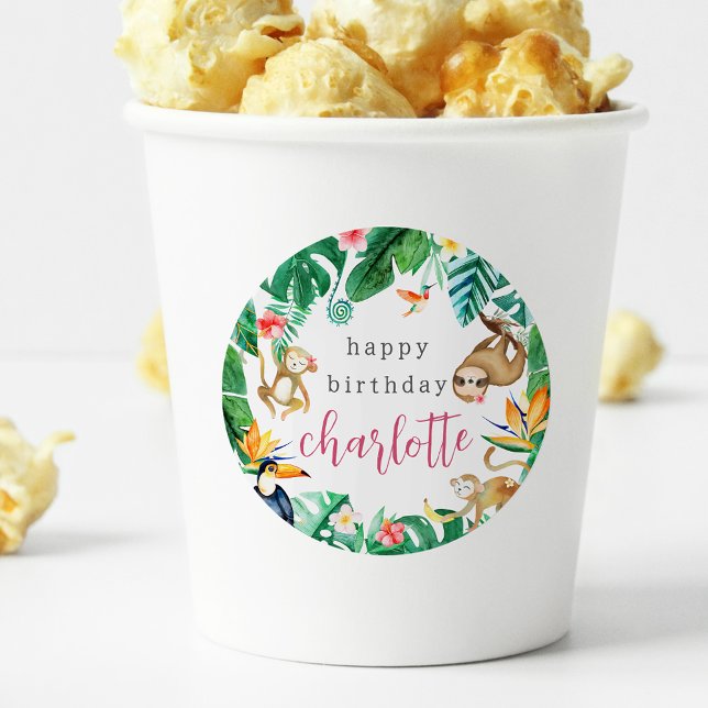 Sticker Rond Tropical Jungle Animaux Anniversaires de enfants (Créateur téléchargé)