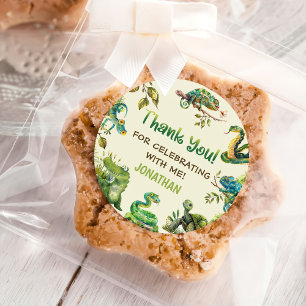 Sticker Rond Tropical Jungle Reptile Anniversaire de enfant Par