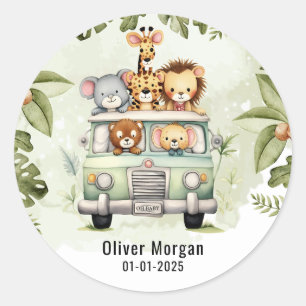 Sticker Rond Tropical Jungle Safari Animaux Baby showers Garçon