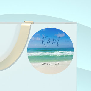 Sticker Rond Tropical Ocean Wave Photo Belle Plage Mariage