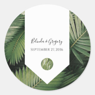 Sticker Rond Tropical Palm Feuille Mariage de verdure