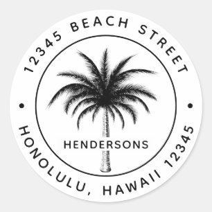 Sticker Rond Tropical Palm Tree Round Return Adresse