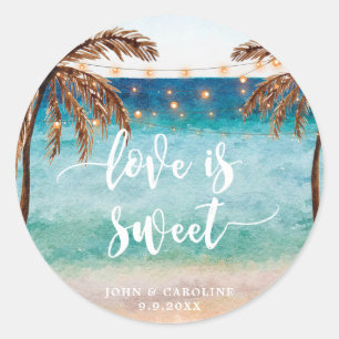 Sticker Rond tropical plage scène amour est doux faveurs sticke