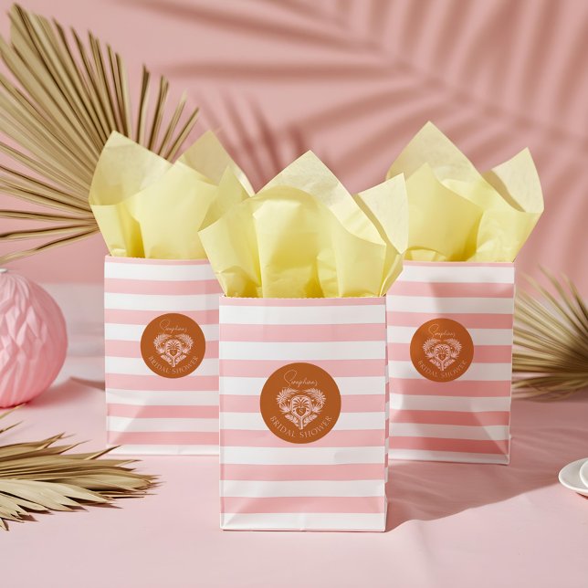 Sticker Rond Tropical Rétro Arbre Palmier Cadeau de Fiançailles (Retro Tropical Palm Tree Pickleball Bridal Shower Classic Round Sticker)