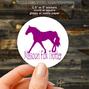 Sticker Rond Trotter Missouri Fox Silhouette Magenta