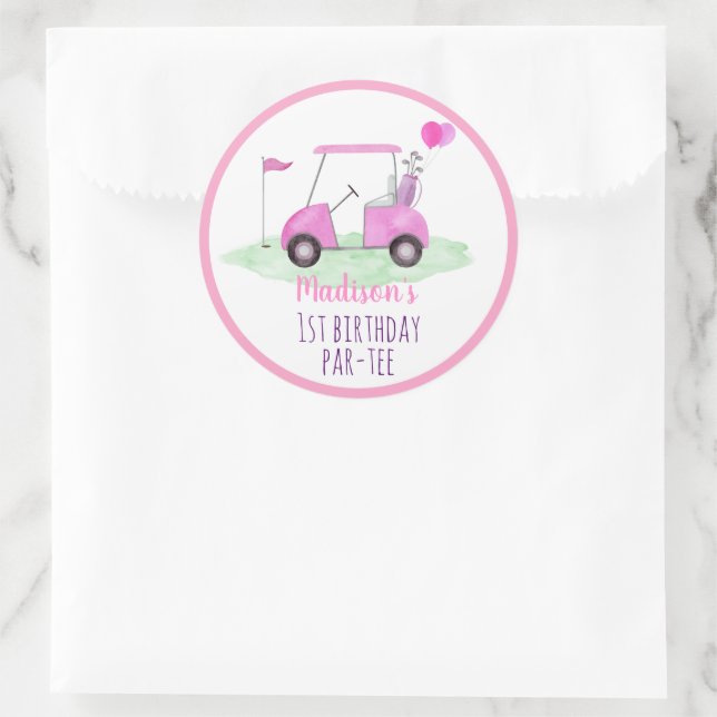Sticker Rond Trou en un rose Golf premier anniversaire (Sac)