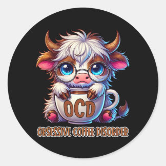 Sticker Rond Trouble de café obsessionnel
