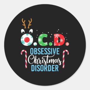 Sticker Rond Trouble de Noël obsessionnel ! Reindeer Antlers Gi