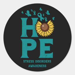 Sticker Rond Troubles de stress Turquoise espoir Vintage Sunflo