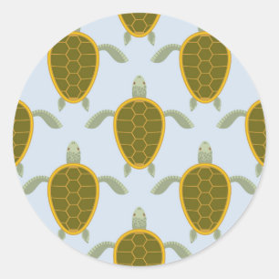 Sticker Rond Troupeau de motif de tortues de mer