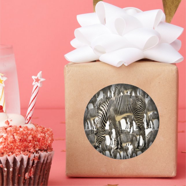 Sticker Rond Troupeaux de zèbres (Fête)