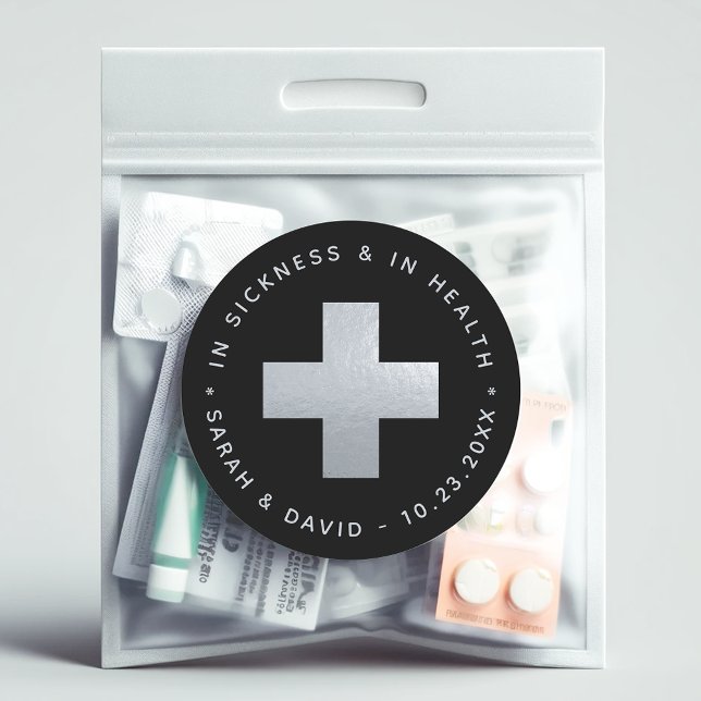Sticker Rond Trousse de main d'argent noir en maladie et santé (Créateur téléchargé)