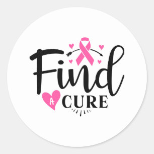 Sticker Rond Trouver un remède Sensibilisation au cancer du sei