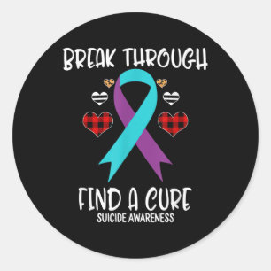 Sticker Rond Trouver Un Ruban De Sensibilisation Au Suicide Cur